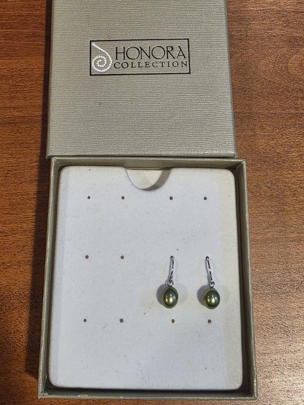 Honora Olive Green Pearl Drop Earrings